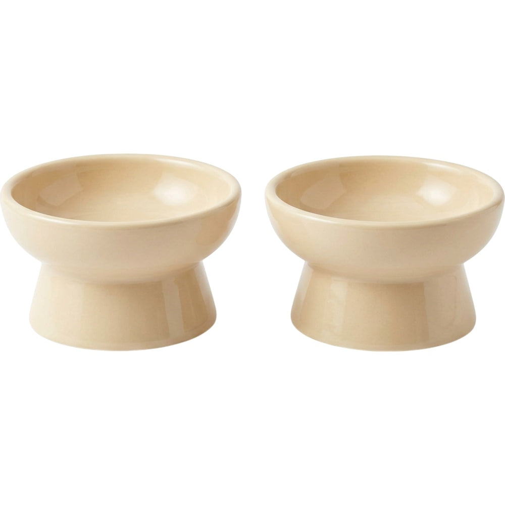 Lmnzk Ceramic Cat Bowl Cream Raised 12 oz Pair