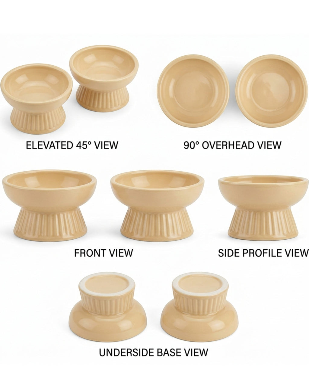 Lmnzk Ceramic Cat Bowl Cream Raised 12 oz Pair