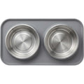Lmnzk.shop Dual Stainless Steel Pet Bowl Set with Silicone Base 24 oz Gray - Product view