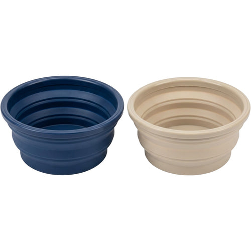 Lmnzk Shorefold Collapsible Silicone Pet Bowls 20 oz Navy Sand Set of 2 - Product view