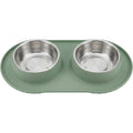 Lmnzk Stainless Steel Pet Bowl Set Sage Mat 2 Pack