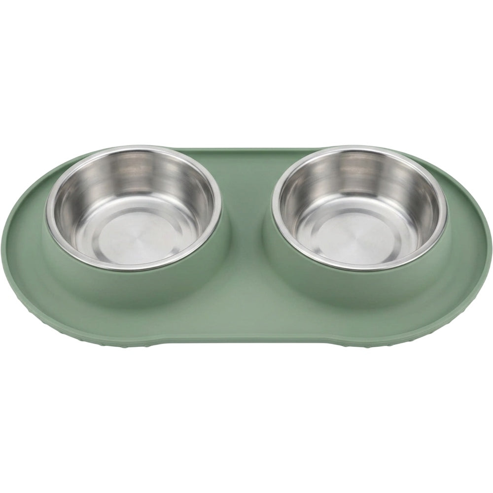 Lmnzk Stainless Steel Pet Bowl Set Sage Mat 2 Pack